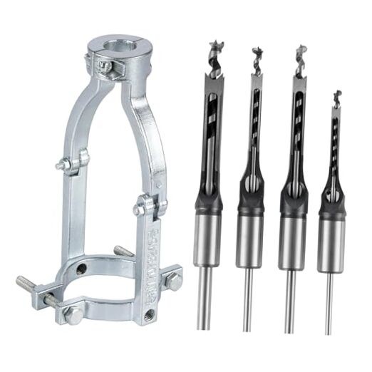 Square Hole Drill Bit Adapter with 4pcs Square Hole Drill Bit, Mortising