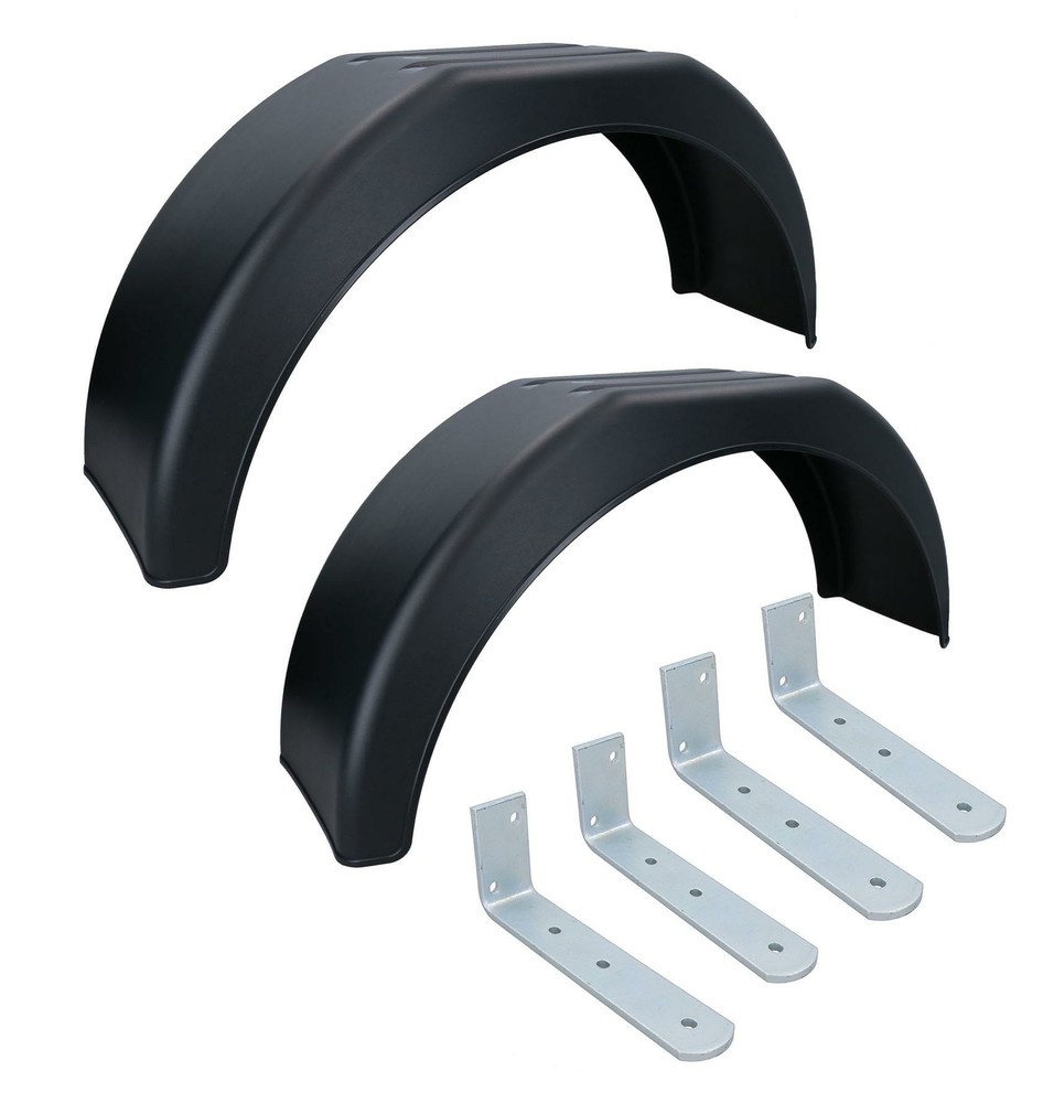 13" Plastic Mudguards Fender (Pair) Offset Fit & Mud Guard Angle (LARGE) Bracke