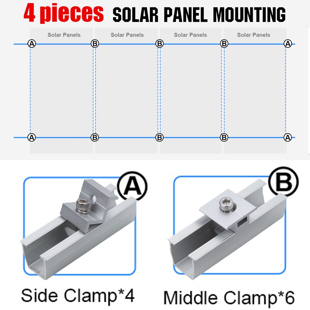 Roof Adjustable Solar Panel Mounting Brackets Kit System for 4PCS Solar Panels