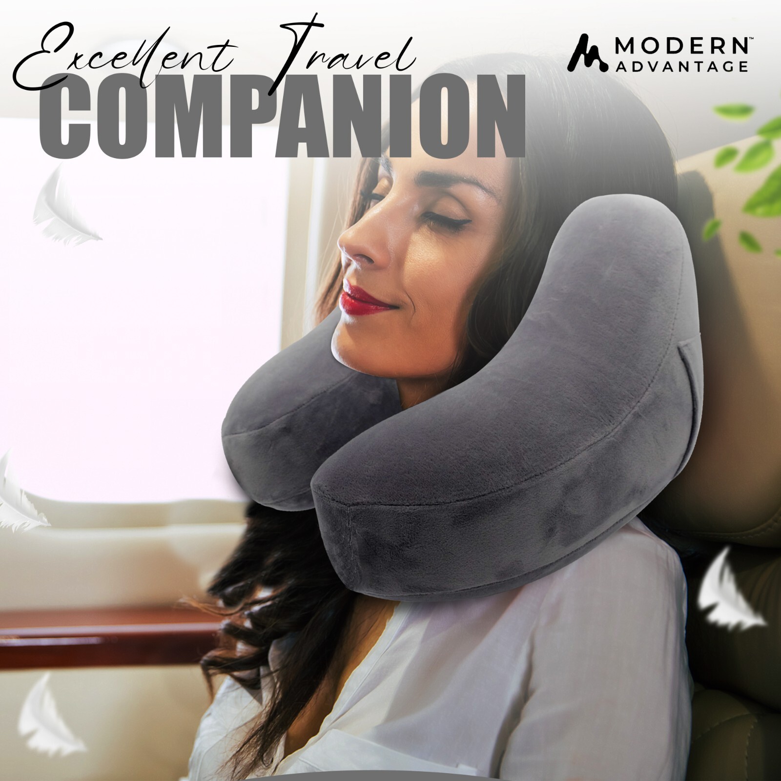 Inflatable Travel Neck Pillow NEW (GREY) FREE SHIPPING Sleep Mask & Earplugs