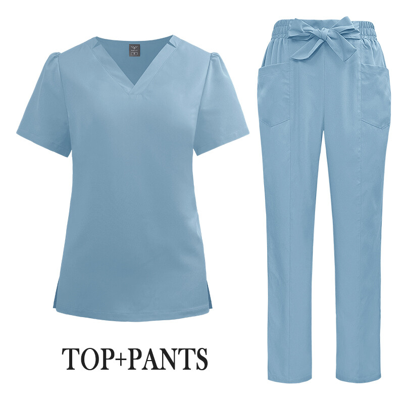 Lady Medical Scrub Set Nursing Uniform V-Neck Straight 2025 Summer Fashion Color