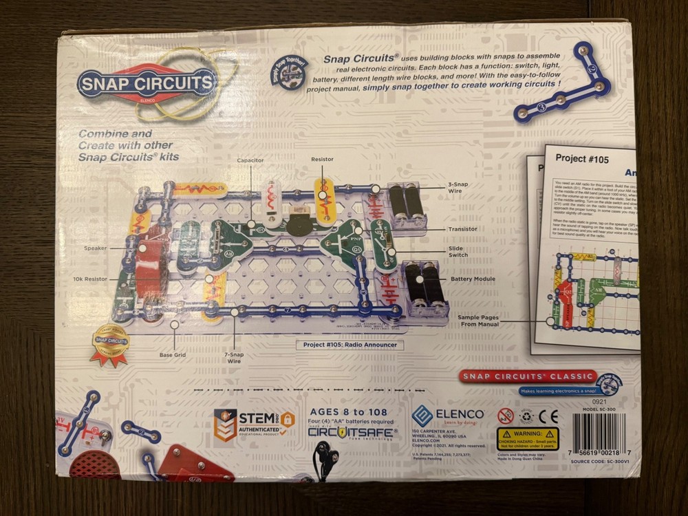Elenco Snap Circuits Classic SC-300 Educational Electronics Kit 300+ Projects