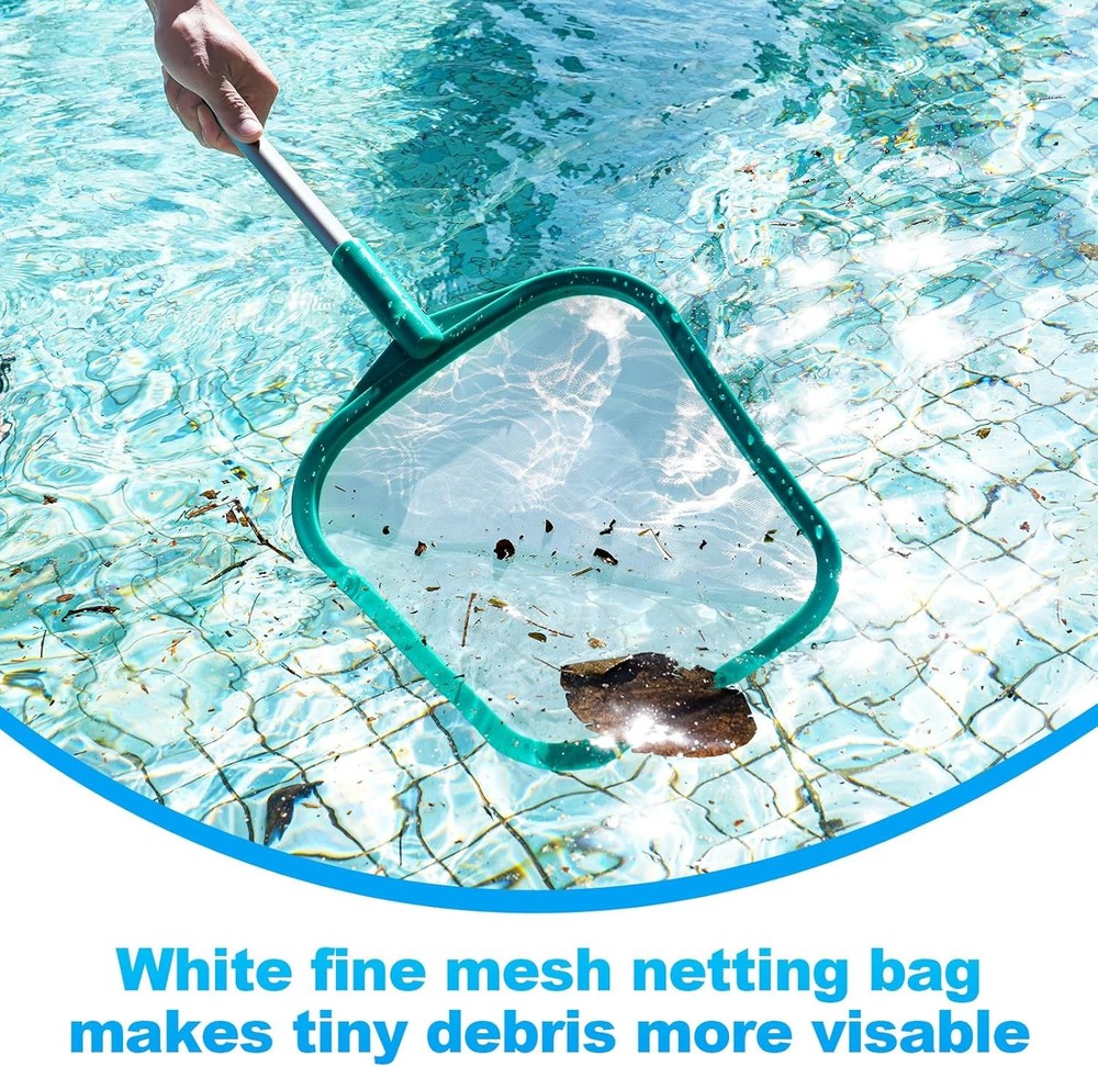 Pool Skimmer - Pool Net with Pole, Pool Skimmer Net with Solid Plastic Frame, Sk