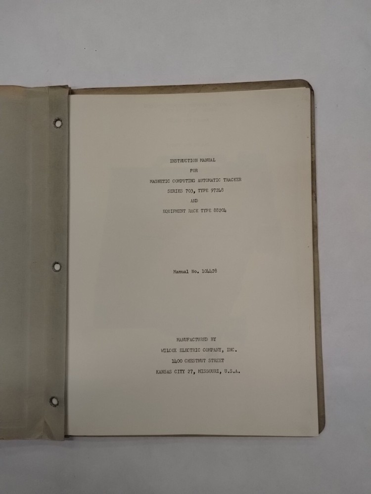 Wilcox Series 703/Type 97248 Magnetic Computing Automatic Tracker Instruction