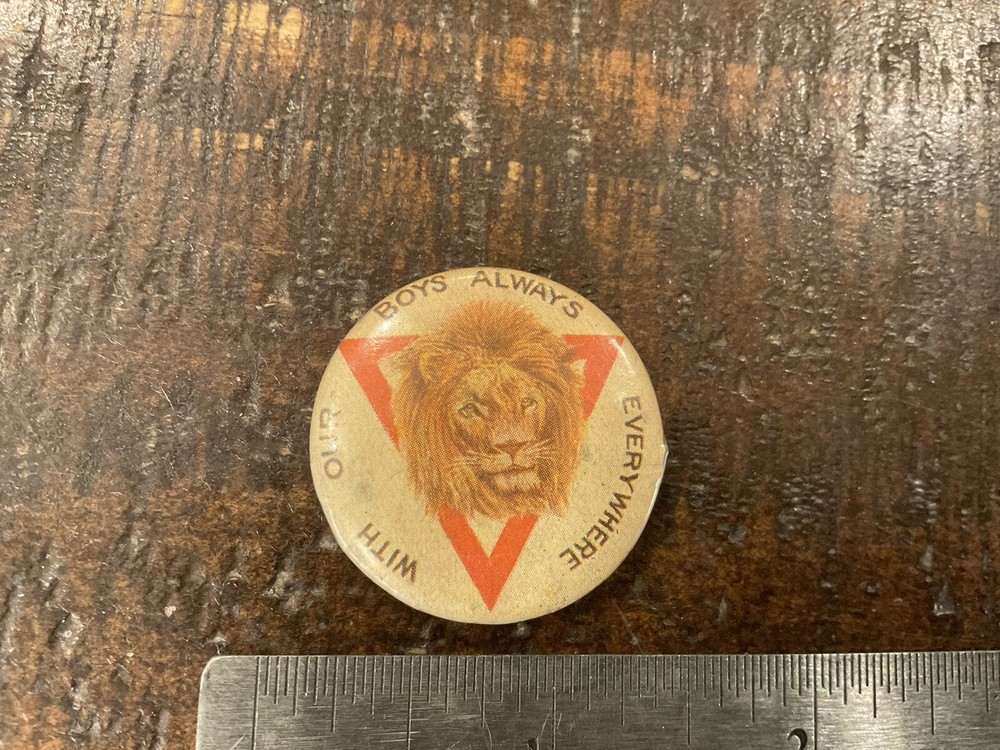 ORIGINAL WWI YMCA LION BUTTON PIN