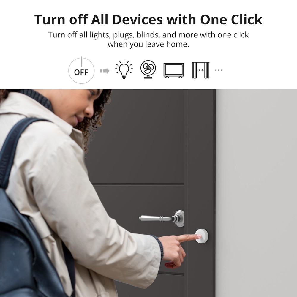 1-2 Pack SONOFF Zigbee Wireless Switch SNZB-01P Smart Light Switch Voice Control