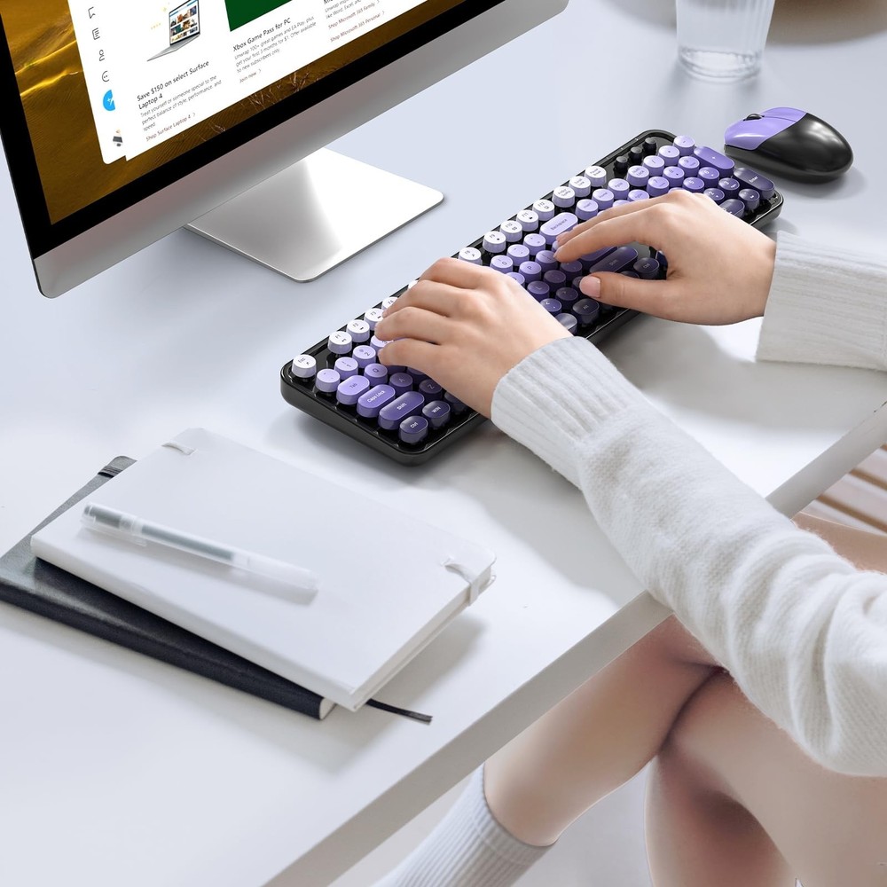 Wireless Keyboard and Mouse Combo, 104 Keys Full-Sized Typewriter Keyboards, ...