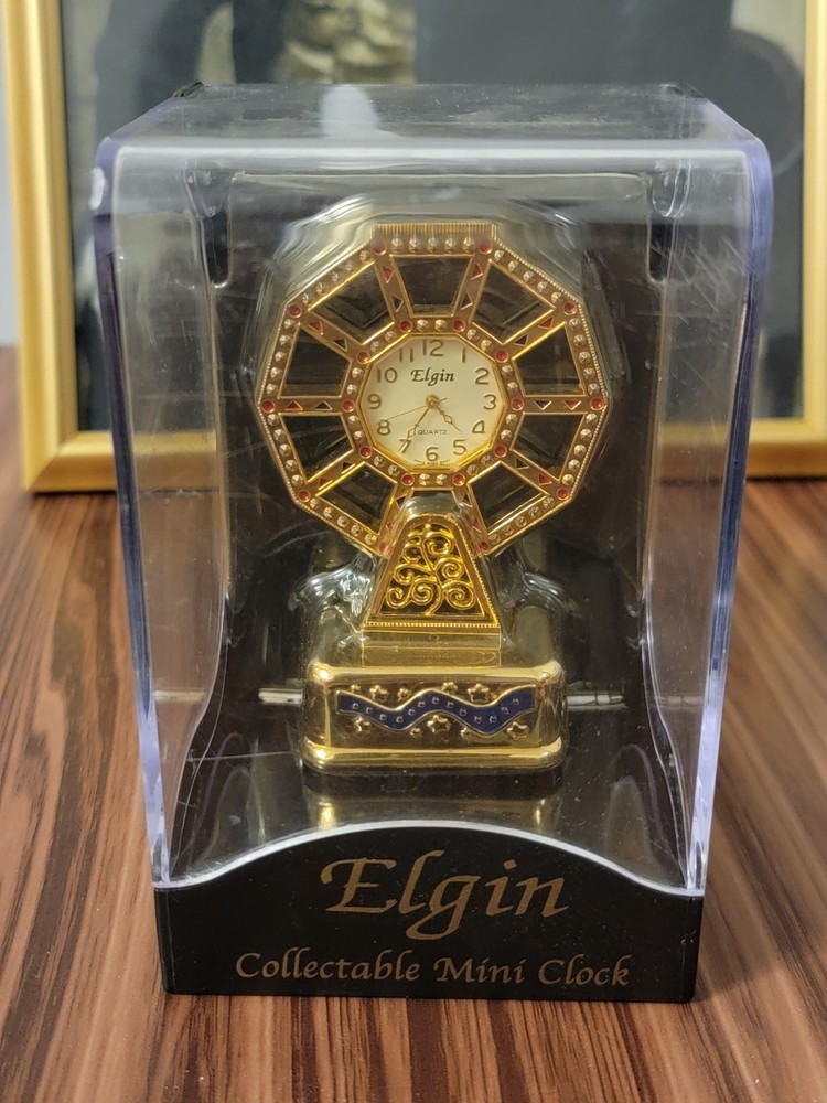 Miniature Elgin Gold Ferris Wheel Clock