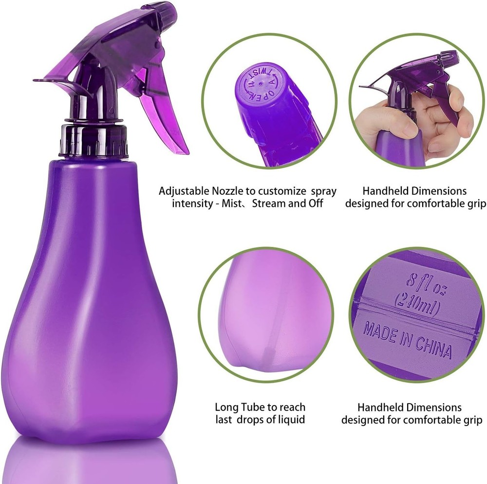 4 pack 8 Oz Empty Plastic Spray Bottles with Adjustable Nozzle - Durable Trigger