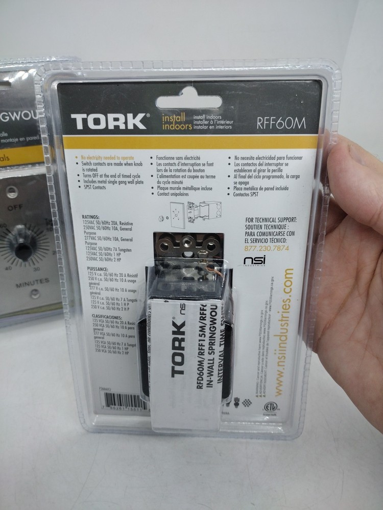 Tork In-Wall Interval Timer Switch, Range 0-60 Minutes Spring Wound Indoor 2 Pk