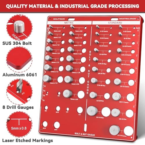 42 Nut and Bolt Thread Checker, Bolt Size and Thread 42 Thread Checker - Square