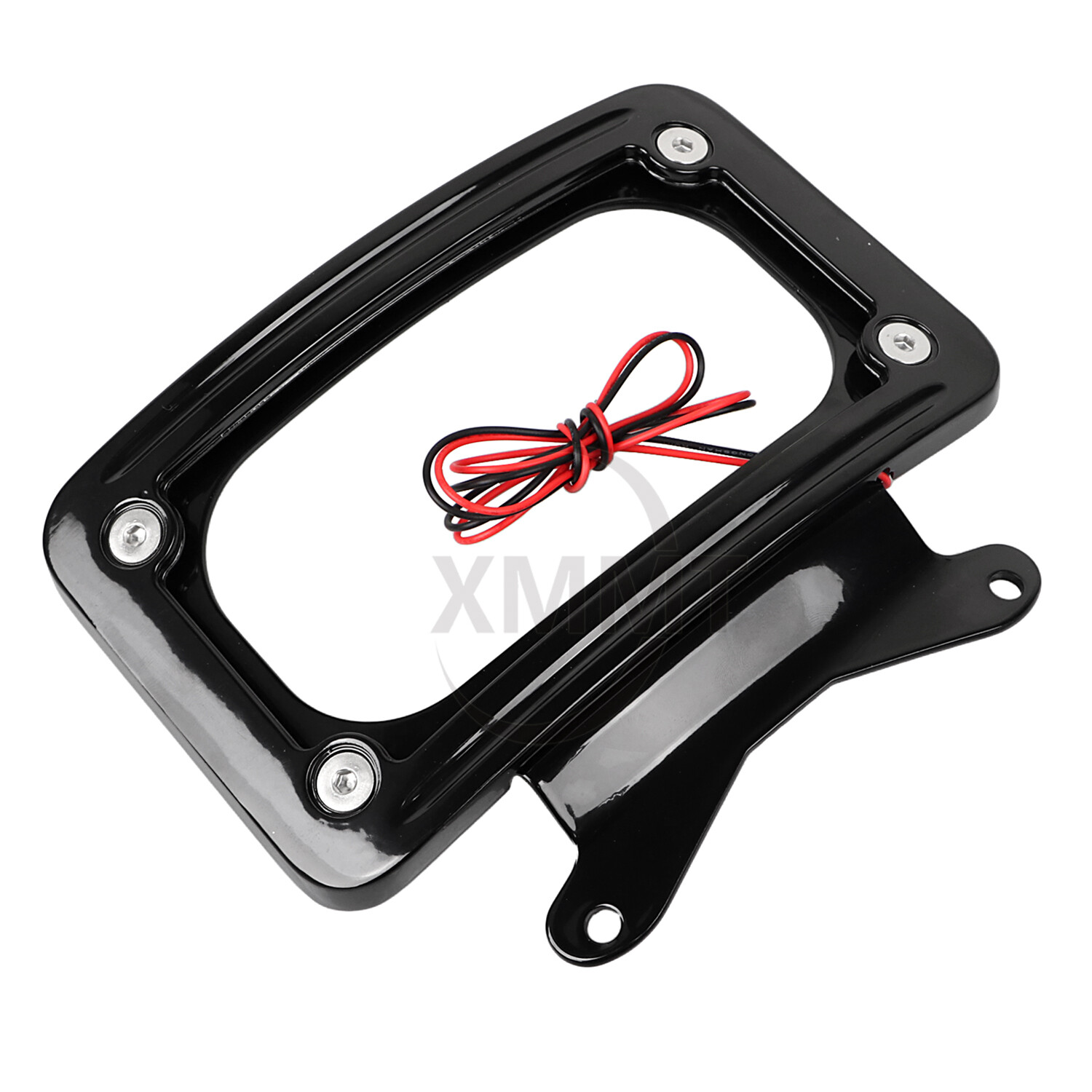 Black Curved License Plate Frame w/ LED Light For Harley Street Road Glide 10-23
