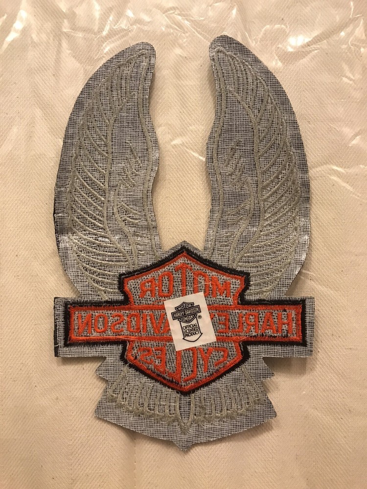 8 1/4" Harley Davidson Eagle Wings UP Patch Jacket HOG Bar & Shield black white