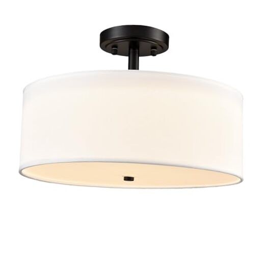 Dimmable Semi Flush Mount Ceiling Light 30W Bulit-in LED Black