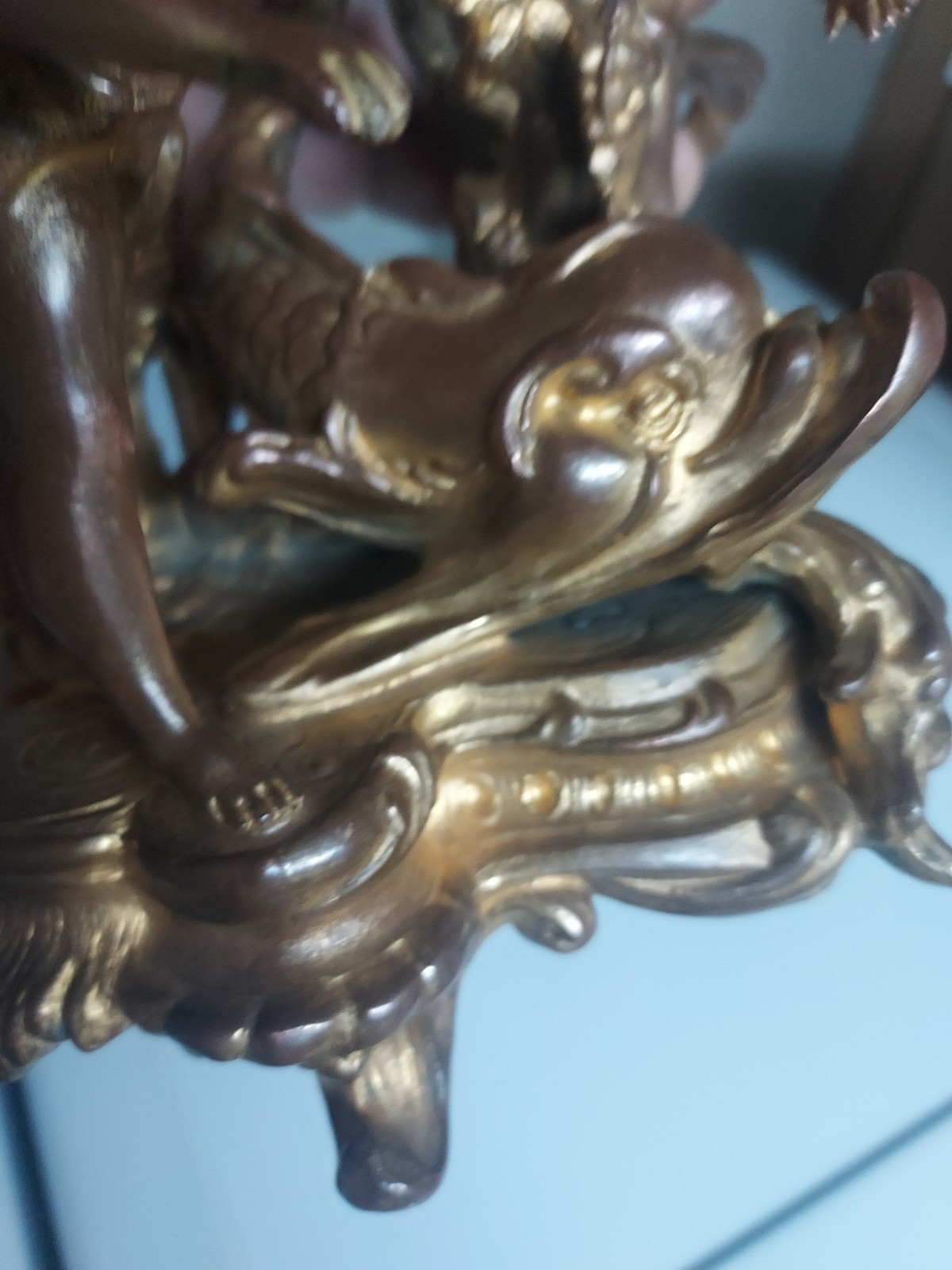 Antique Art Nouveau 15" Gilt Clock With New Battery Powered Quartz Insert NICE!