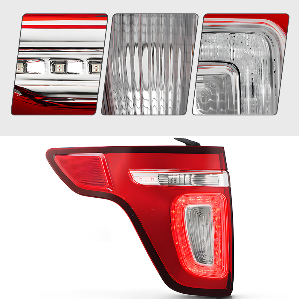 LED Tail Light For 2011-2015 Ford Explorer Red Clear With Bulbs Left Driver Side