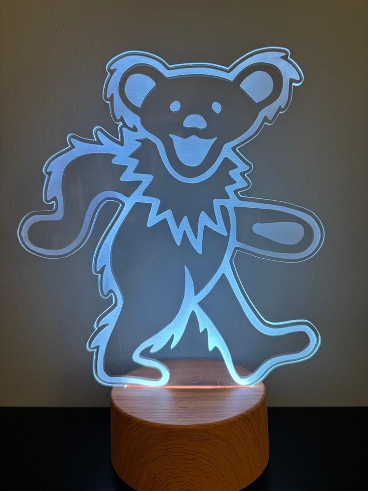 Dancing Bear Night Light Acrylic LED on base with Remote Control 16 Colors