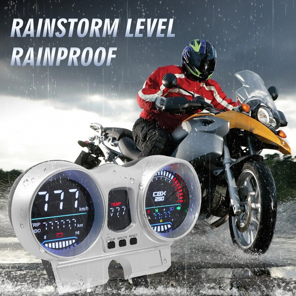 12V Digital Motorcycle Speedometer with LED Dashboard - General Tachometer