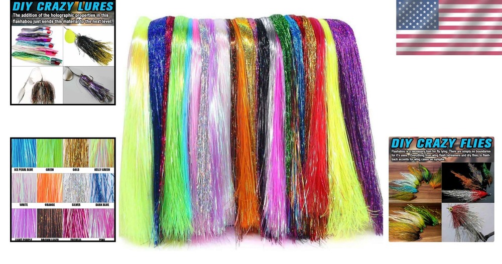 24-Color Flash String for Crafting Flies - Superior Durability & Effect