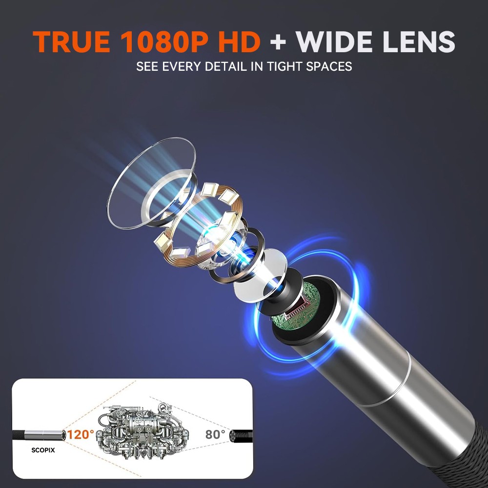 Two-Way Articulating Borescope Camera with Light Endoscope Inspection Camera