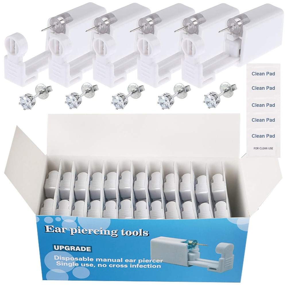 Ear Piercing Gun Kit - 72Pcs Disposable Ear Piercing Kit Including 24Pcs Self E