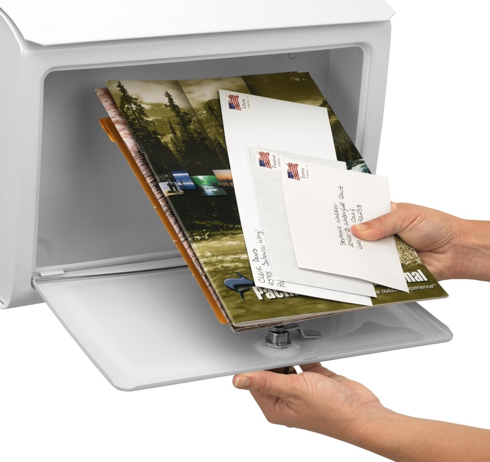 Architectural Mailboxes White Wall Mount Locking Mailbox Standard Metal Secure