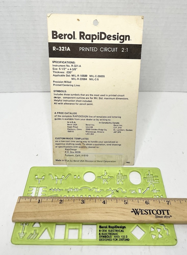 Berol RapiDesign R-321A Printed Circuit 2:1 Template