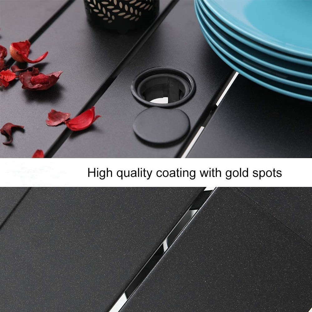 Outdoor Patio Tables Metal Rectangular Square Dining Table With Umbrella Hole