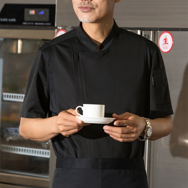 Men Breathable Catering Chef Work Clothes Coat Professional Uniform Jacket Zip