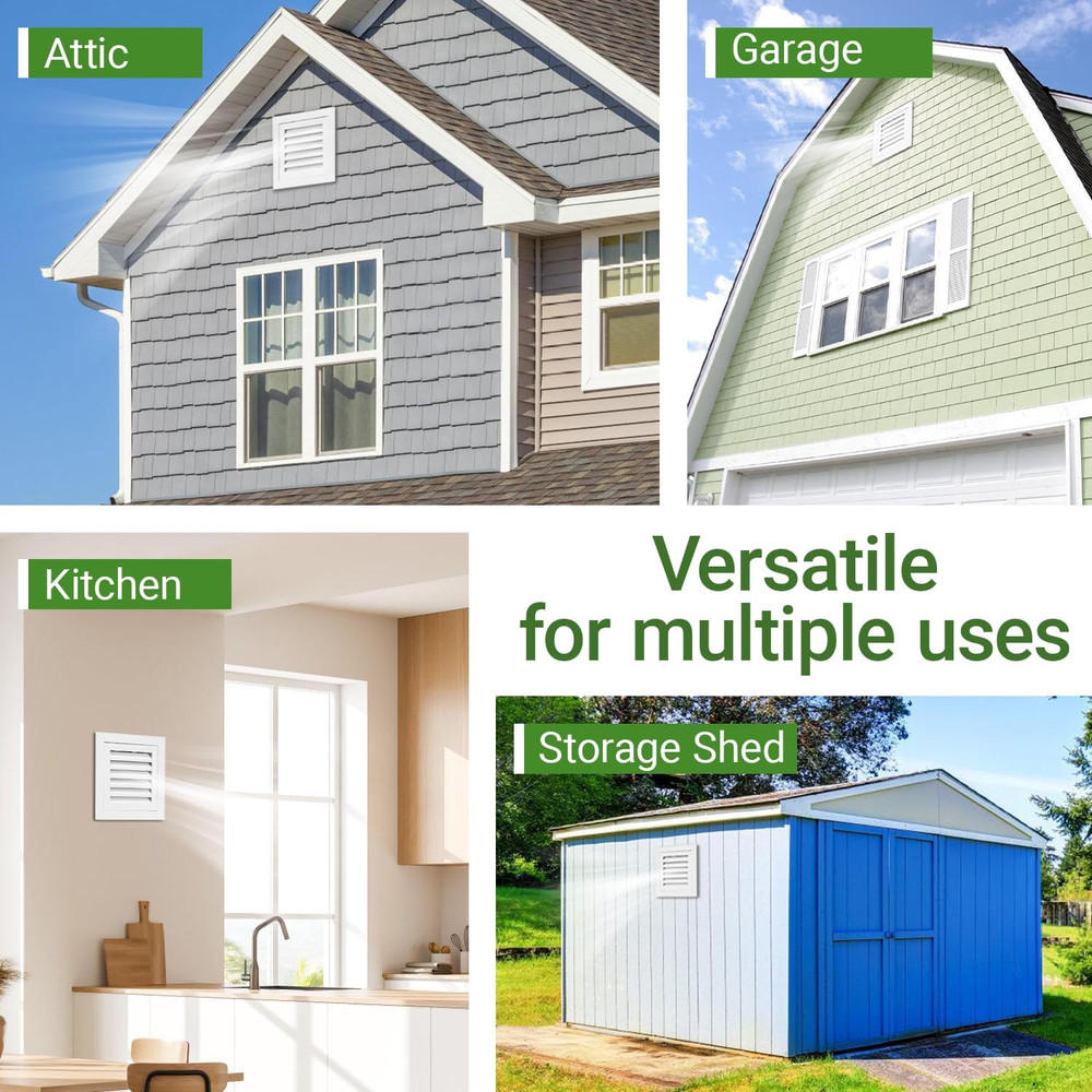 2 Pack 12''X12'' Aluminum Gable Vent with Replaceable Screen, Louvered Attic & S