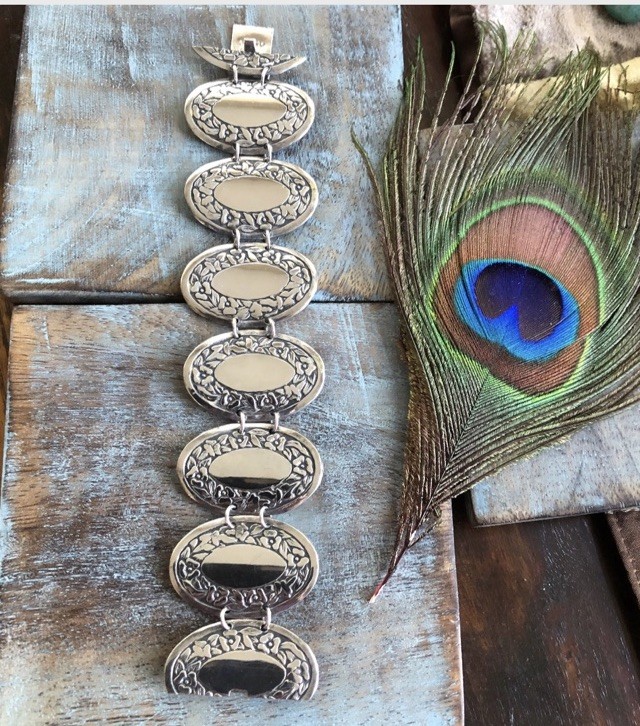 Vintage 900 Silver Panel Bracelet