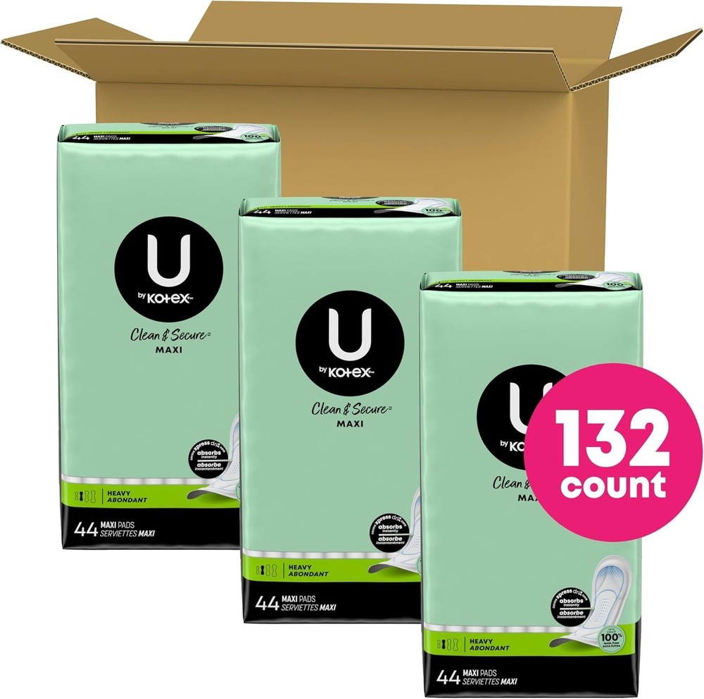 Clean & Secure Heavy Absorbency Maxi Pads, 132 Count – Unscented Protection