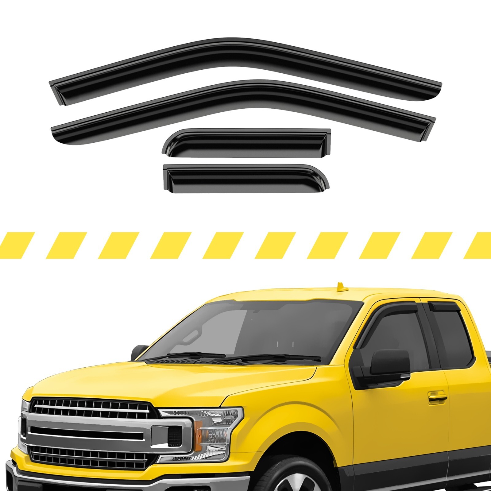 Sun Rain Visors Wind Rain Guards for 2015-2026 Ford F150 SuperCab