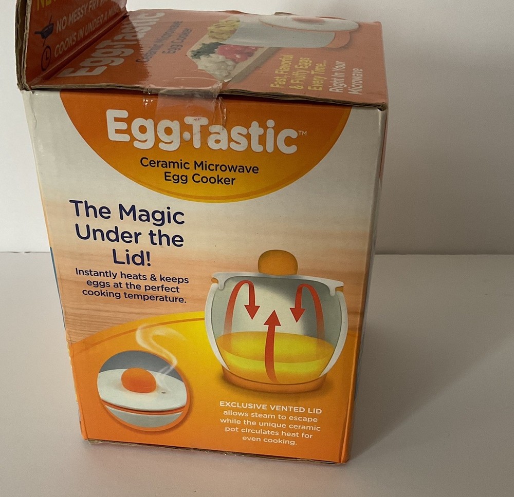 Egg-Tastic Ceramic Microwave Egg Cooker With Box Easy No Mess *NIB*
