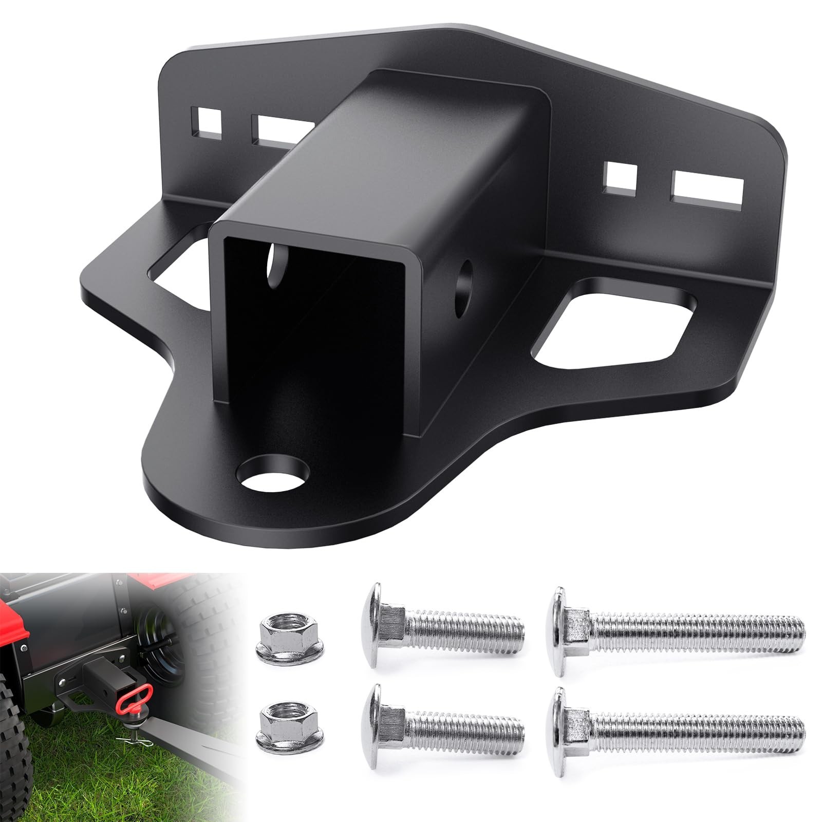 Zero Turn Lawn Mower Hitch with 2" Receiver，6mm Thicker Heavy Duty Steel