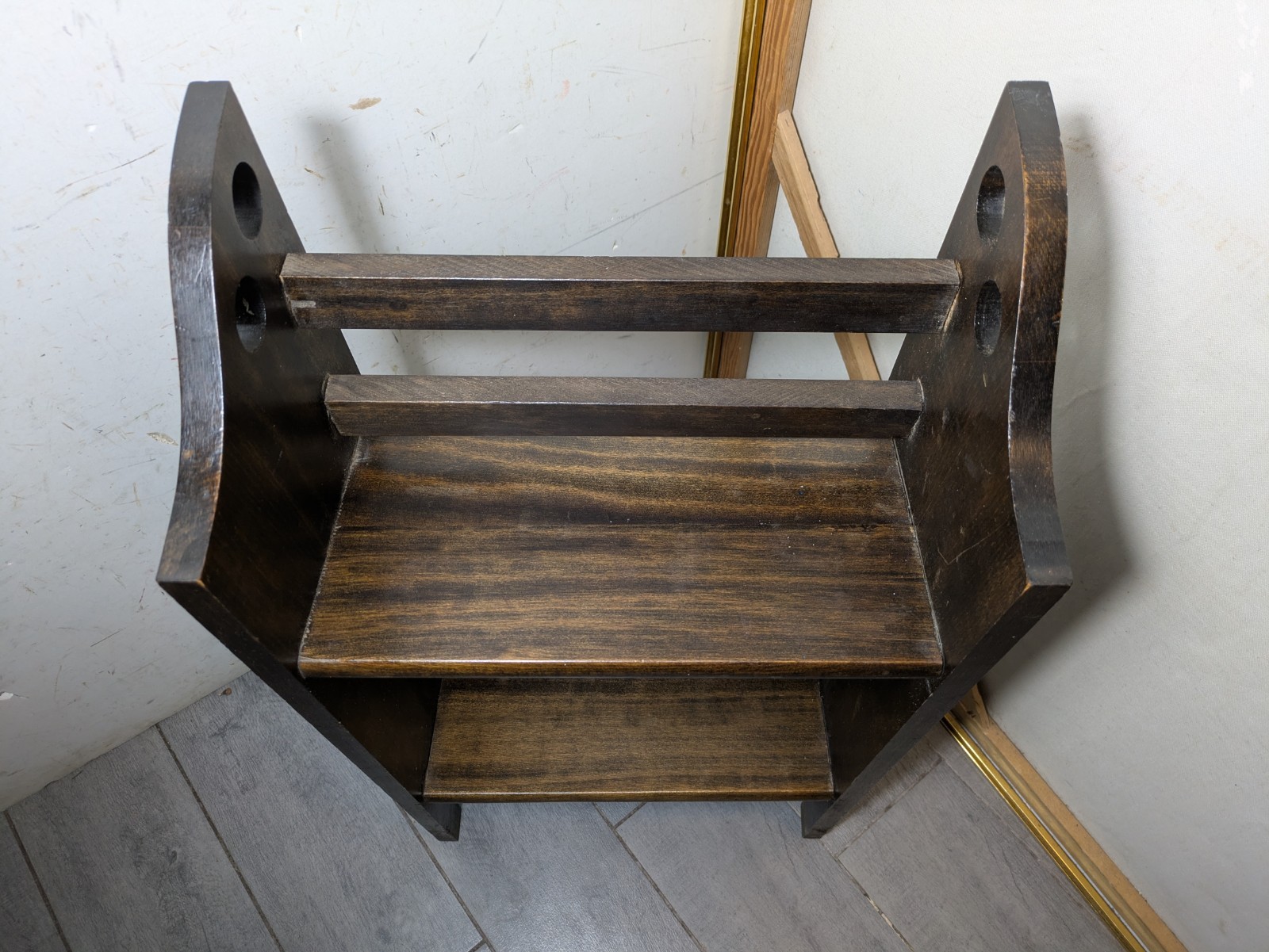 Vintage Mission Arts & Crafts Small Wood Bookcase Bookshelf 2-Tier Stand R87