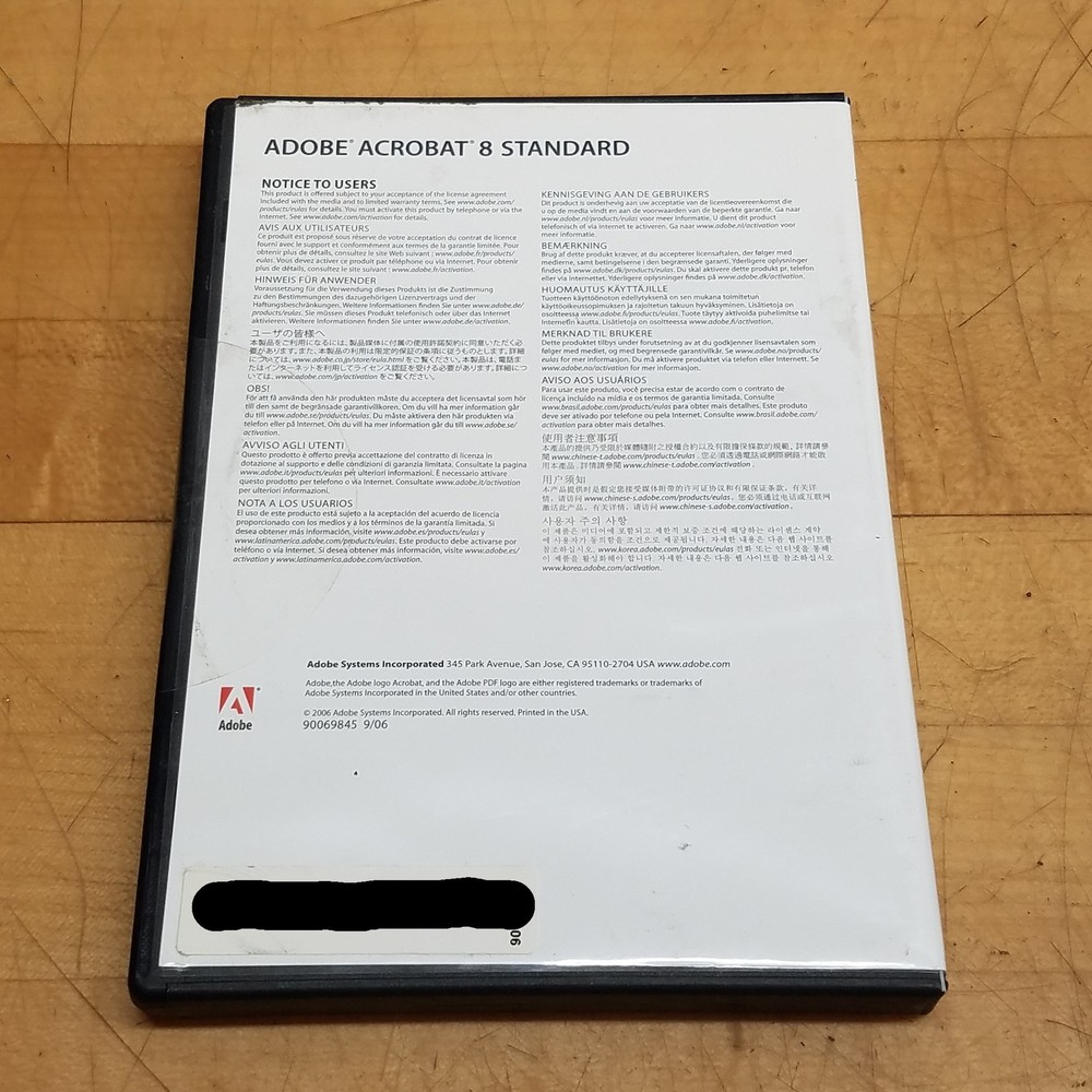 Adobe Acrobat 8 Standard, Sealed Disk Case, w/ Serial Number/Key - NEW