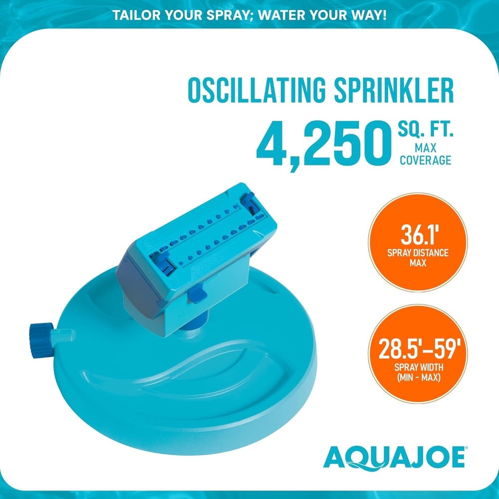 AJ-OSPR20 Mini Oscillating Sprinkler: 4,250 sq. ft. Coverage & Adjustable Design
