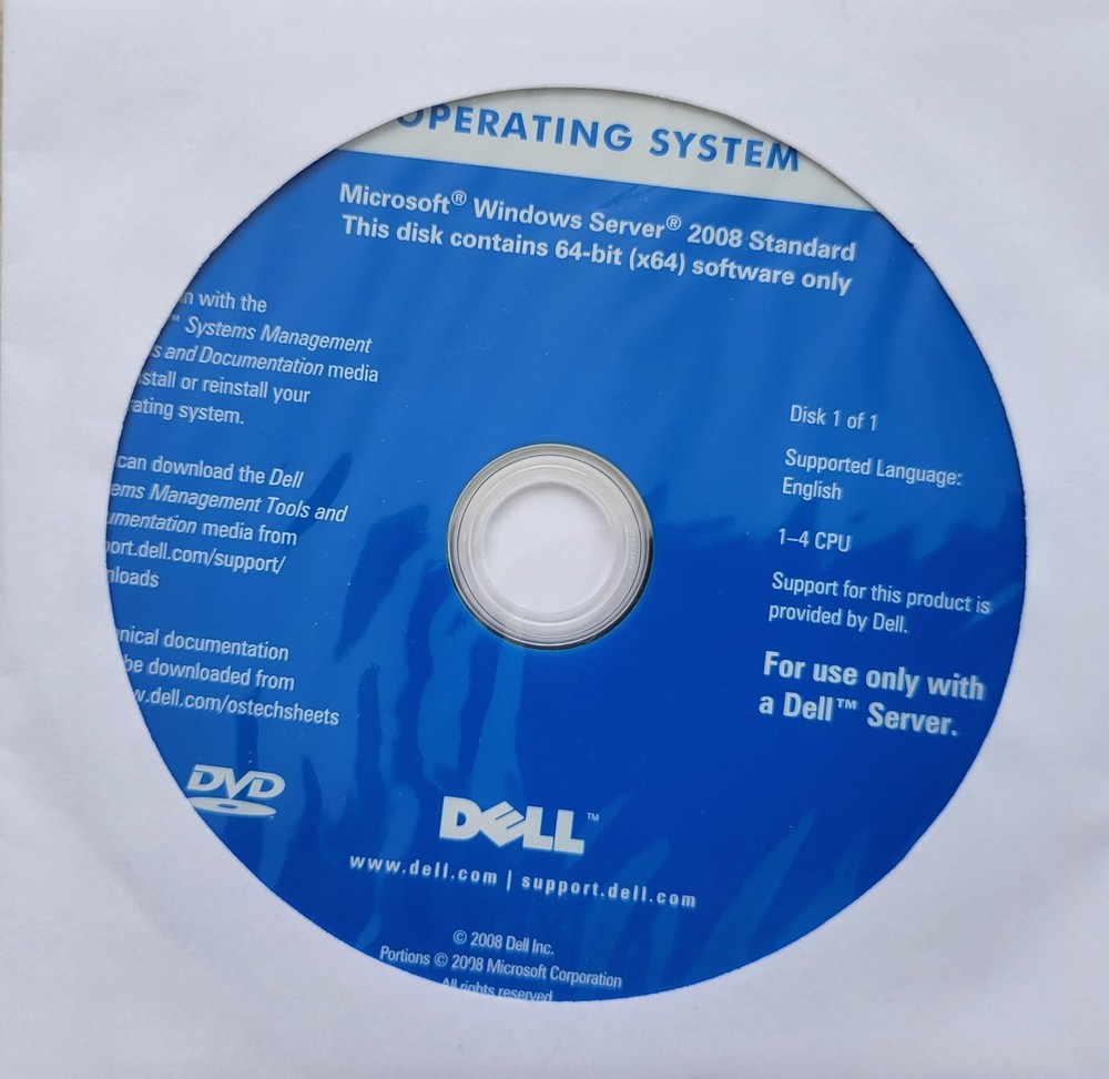 Microsoft Windows Server 2008 Standard 64-bit (x64) DVD