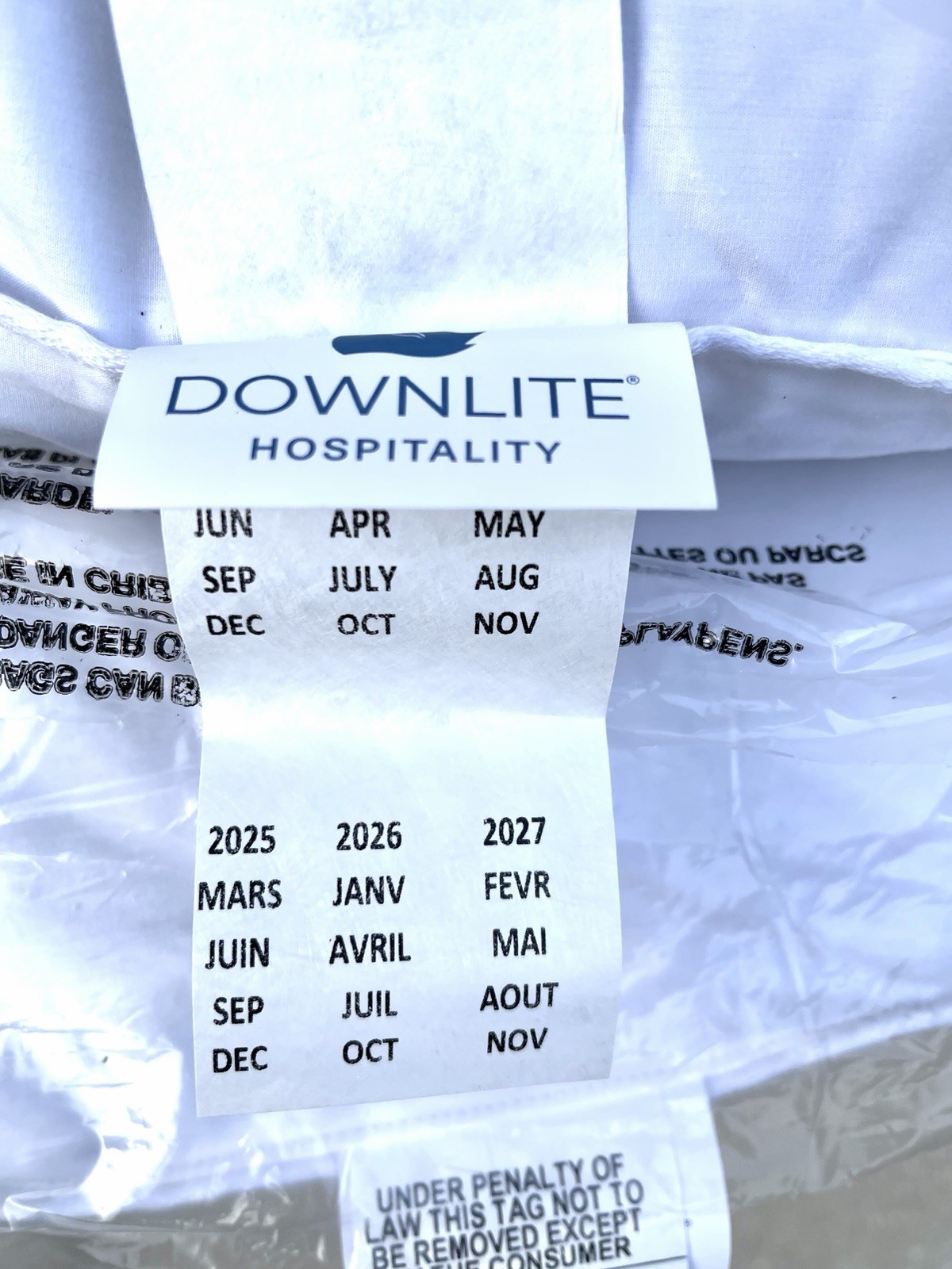 Two DOWNLITE Feather Down Hospitality PC10003 5/95 Soft/Medium 230 Thread