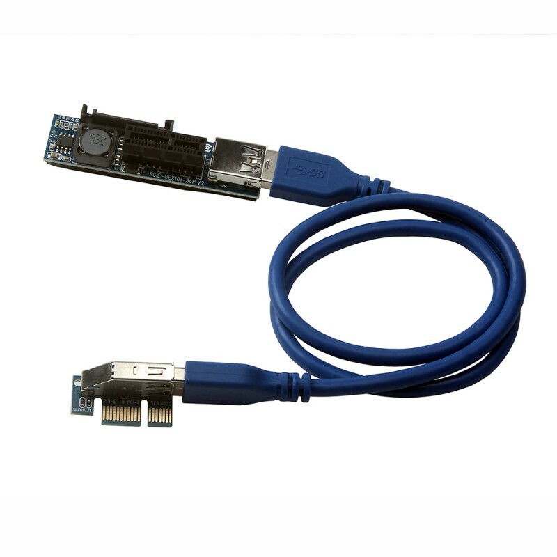 Mini Extender Cable 4pin PCI-E PCI Express Extension1X Riser Card Power USB 60cm
