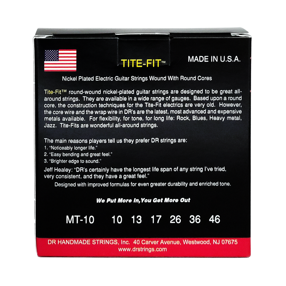 DR Strings TITE-FIT Electric Guitar Strings: Medium 10-46 (3-Pack) [MT-10-3PK]