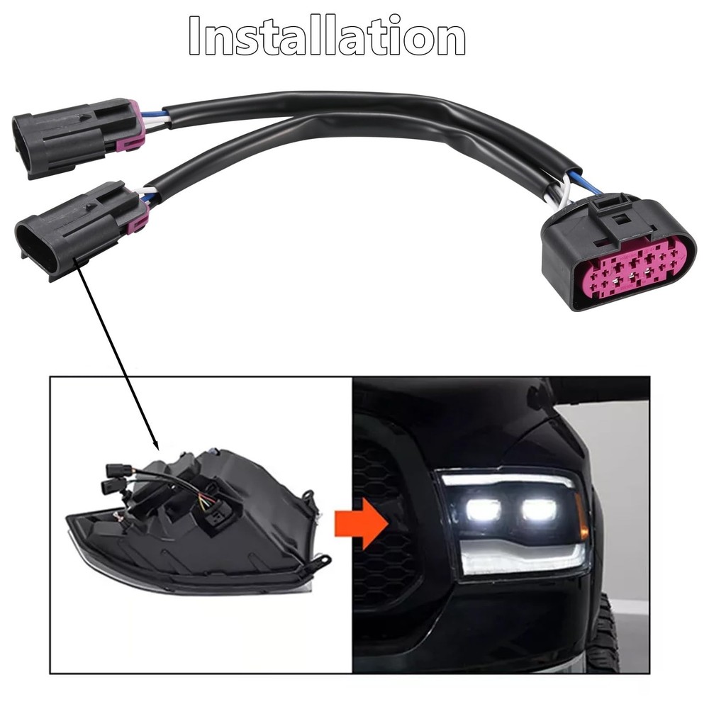 2Pcs Conversion Harnesses Quad Housing to Projector Headlight - Easy to Insta...
