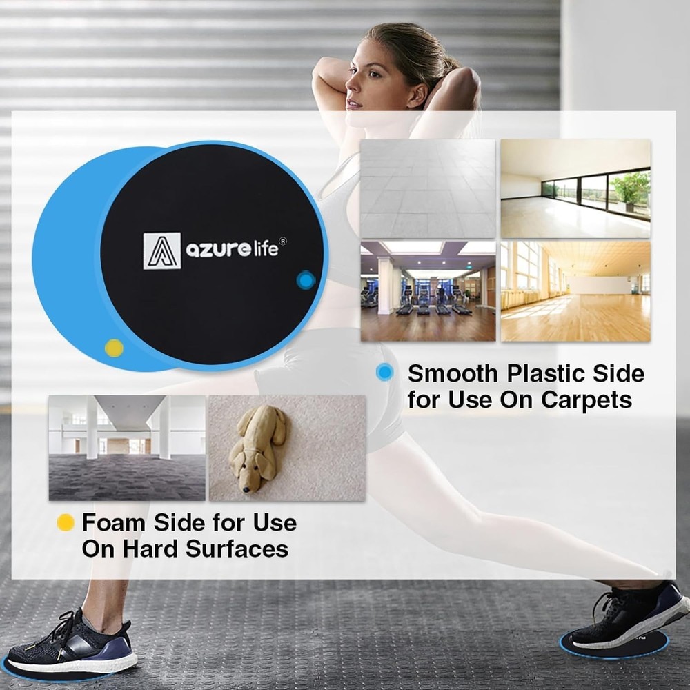 Exercise Core Sliders, Dual Sided Exercise Gliding Discs Use on Carpet or Har...