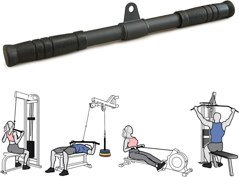 Straight Bar, Pull Down Bar 360 Rotating, Lat Pulldown Attachments Black