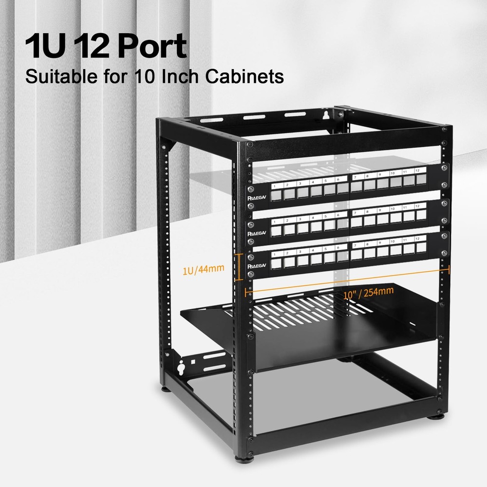 12 Port Patch Panel Blank UTP/STP 1U 19“ Keystone Patch Panel with Cable Mana...