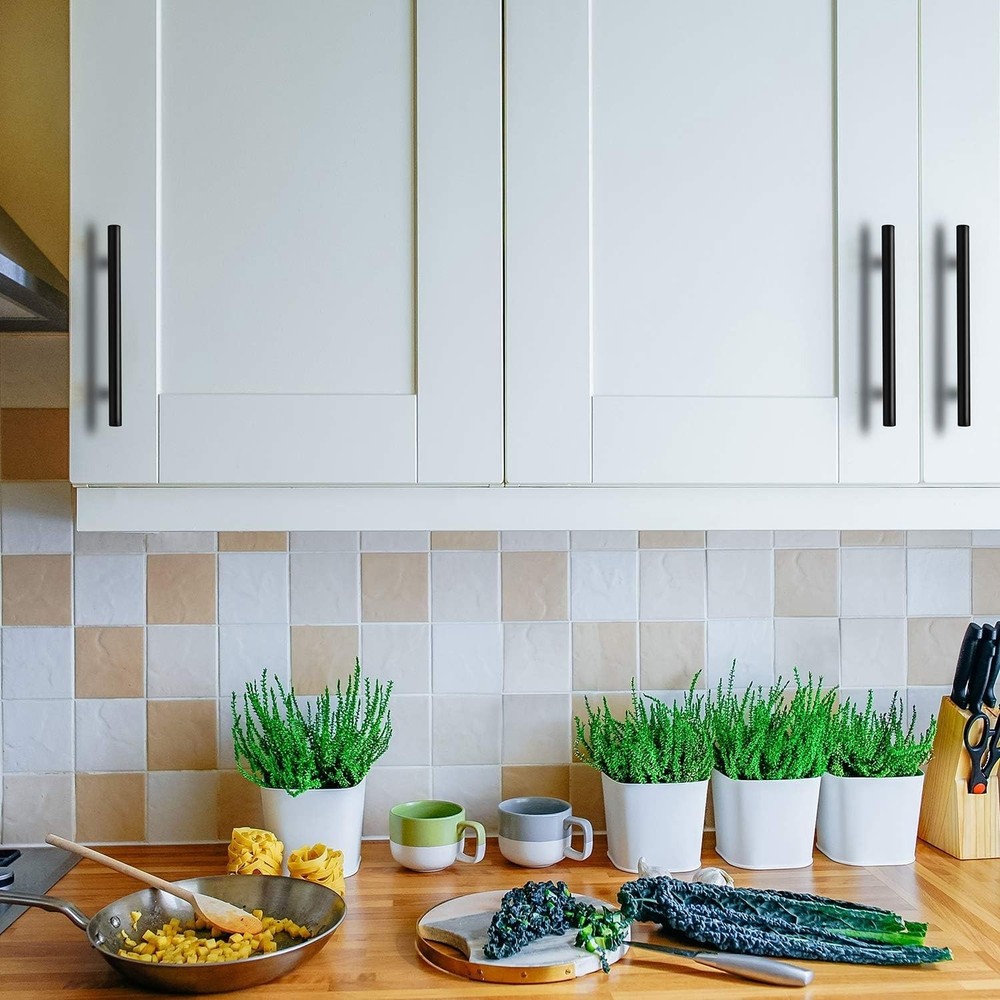 30 Pack Matte Black Cabinet Pulls - 7.38" Length