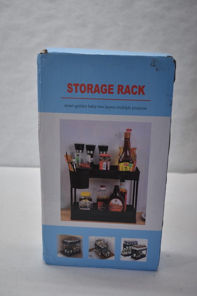 Smart Golden Baby 2 Layer Multi Purpose Storage Rack Black w Bottom Drawer