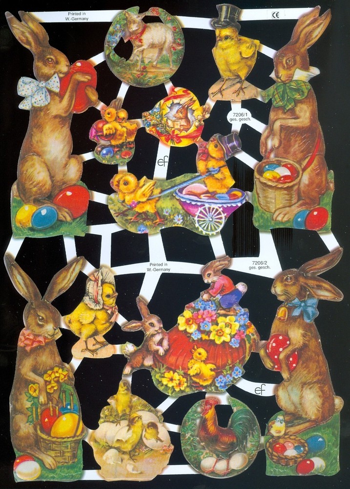 VICTORIAN STYLE DIE CUT PAPER SCRAPS EASTER THEME ef7206 GERMANY