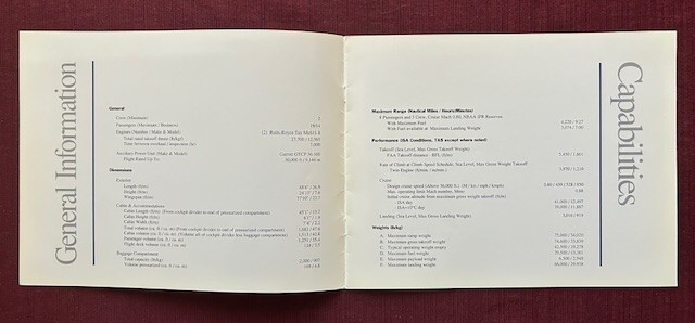Gulfstream IV-SP Spec Summary 1992 Brochure